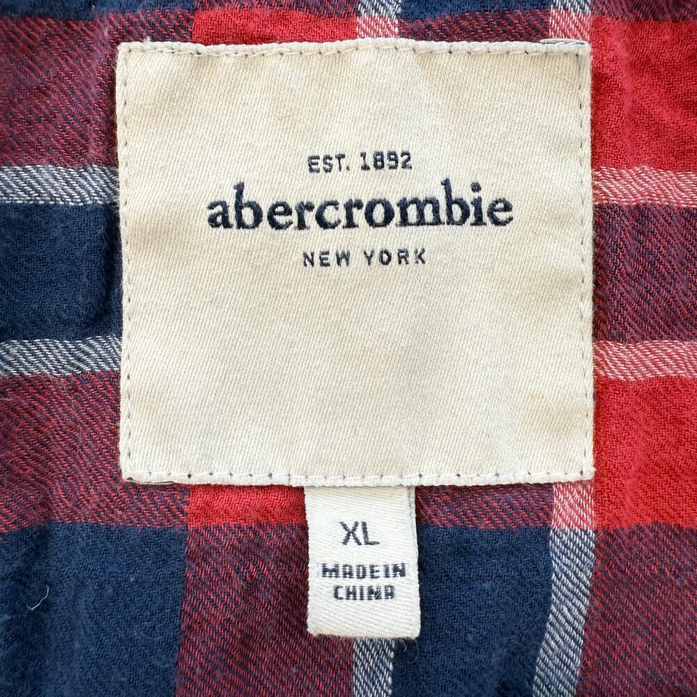 Abercrombie New York Tunic Women's XL Red Blue White Plaid 3/4 Sleeve Y2K - Picture 5 of 9